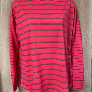 Made for Life Pink and Gray Striped Top